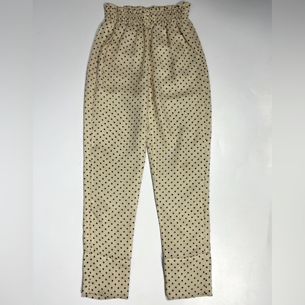 Rachel Comey Yellow/Black Polka Dotted Smocked Waist Cuffed Ankle Pants Size 4